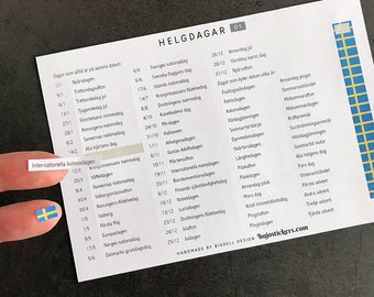 Swedish holiday stickers • Markera årets helgdagar och flaggdagar i din almanacka eller kalender • Svenska helgdagar 01 • bujostickers.com