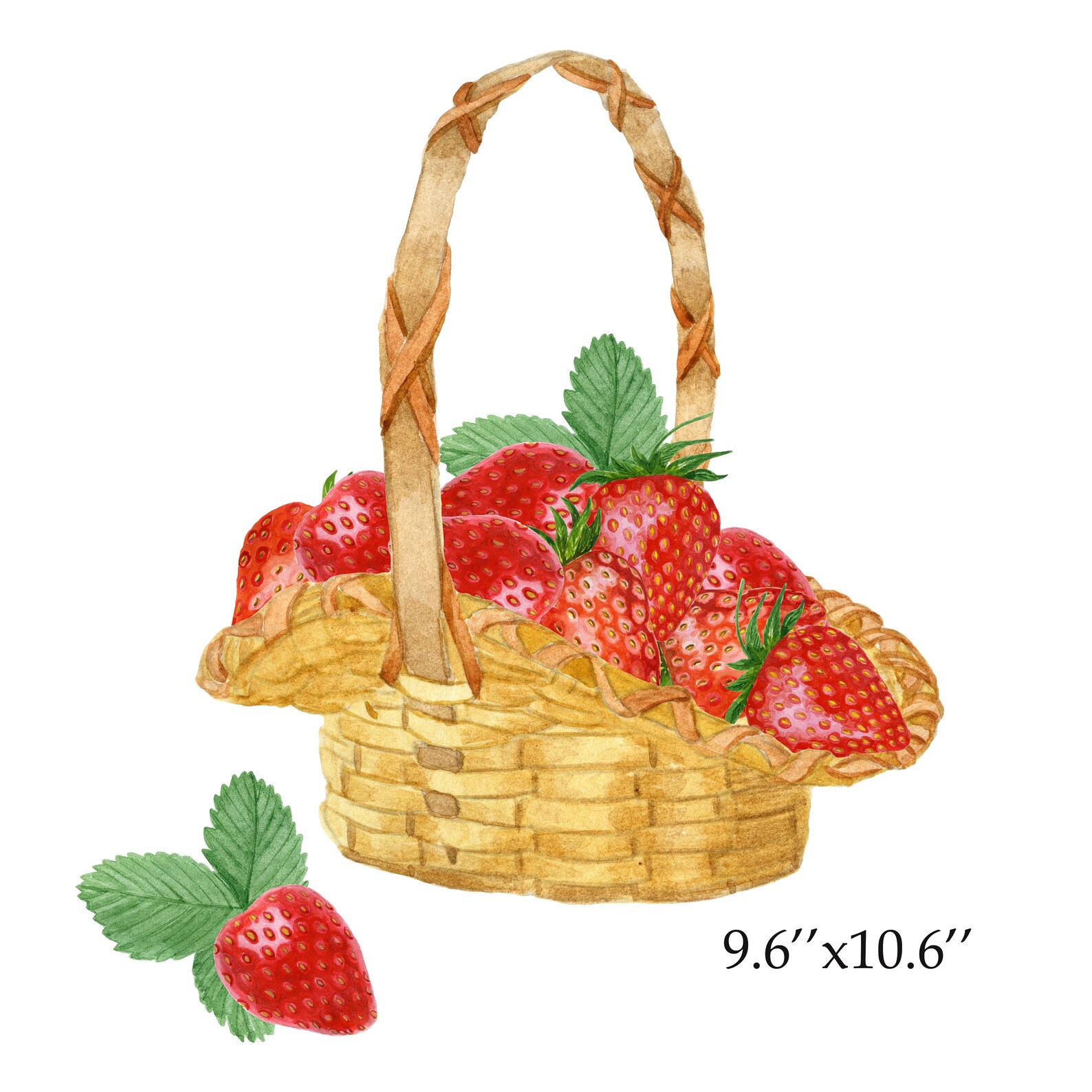 Watercolor strawberries in a basket. Watercolor clipart with Etsy