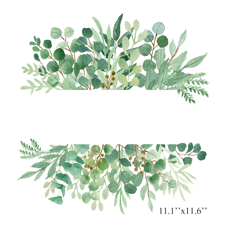 Watercolor Eucalyptus Clipart Gold Foil Geometric Frames PNG | Etsy