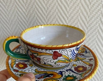 Set of two Italian ceramic cups Deruta labor Umbria
