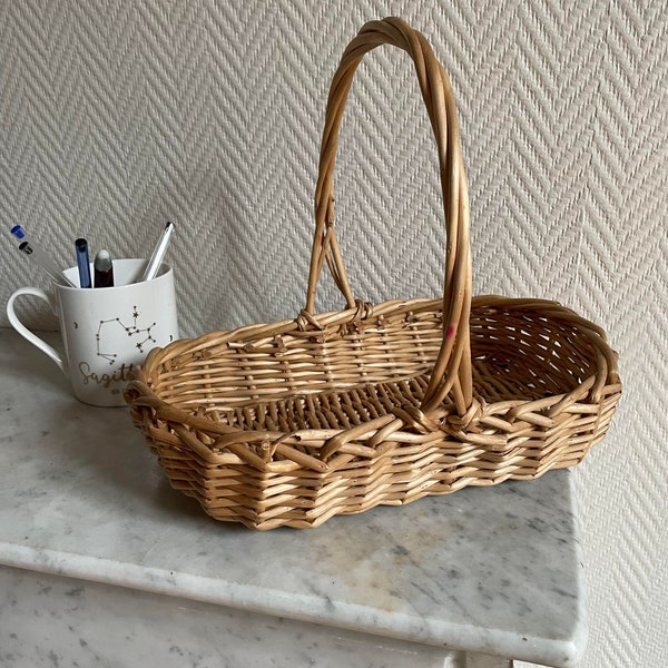 Petit panier beige osier tressé