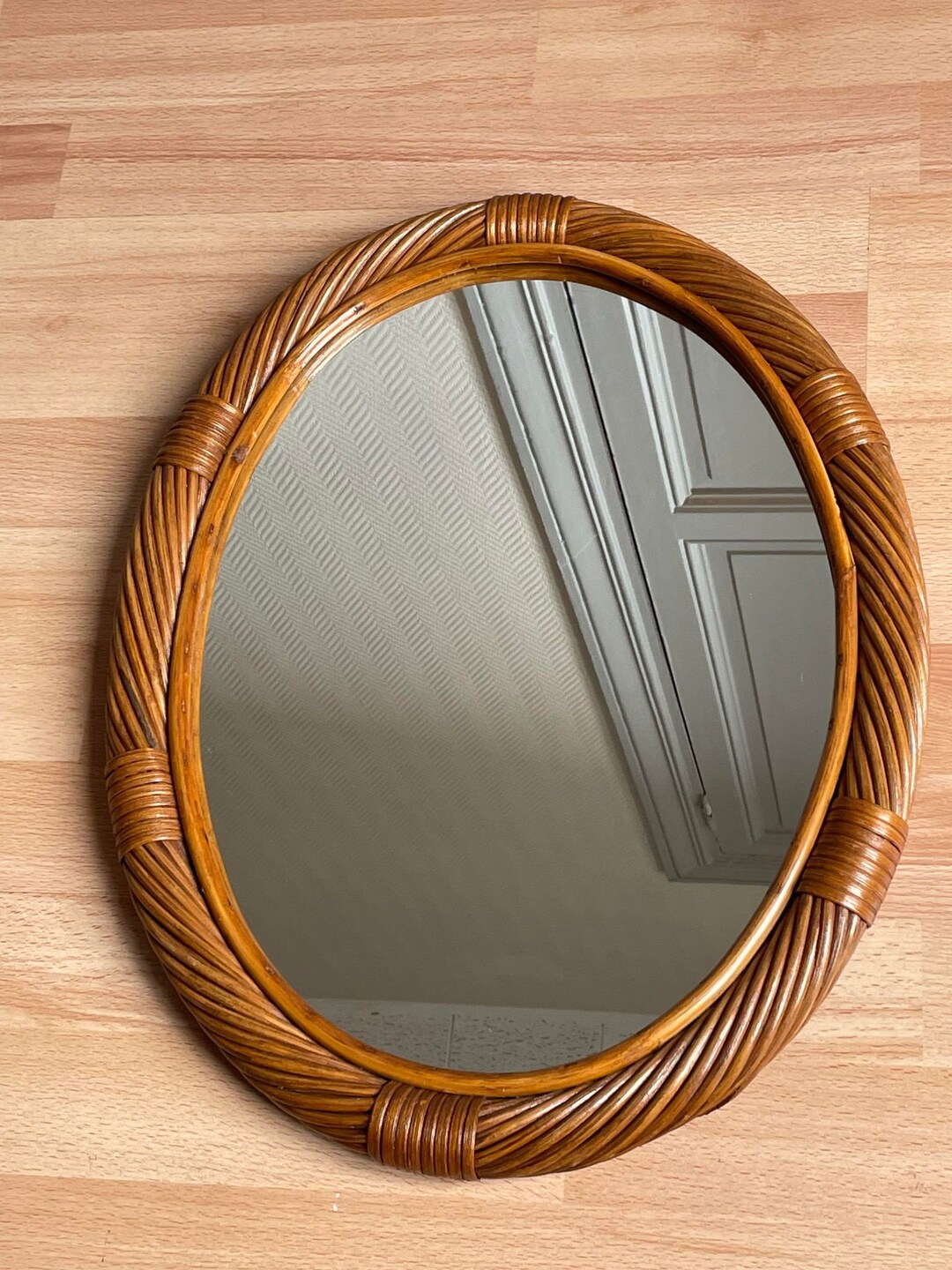 Rattan Mirror Frame Spiral Shape Etsy