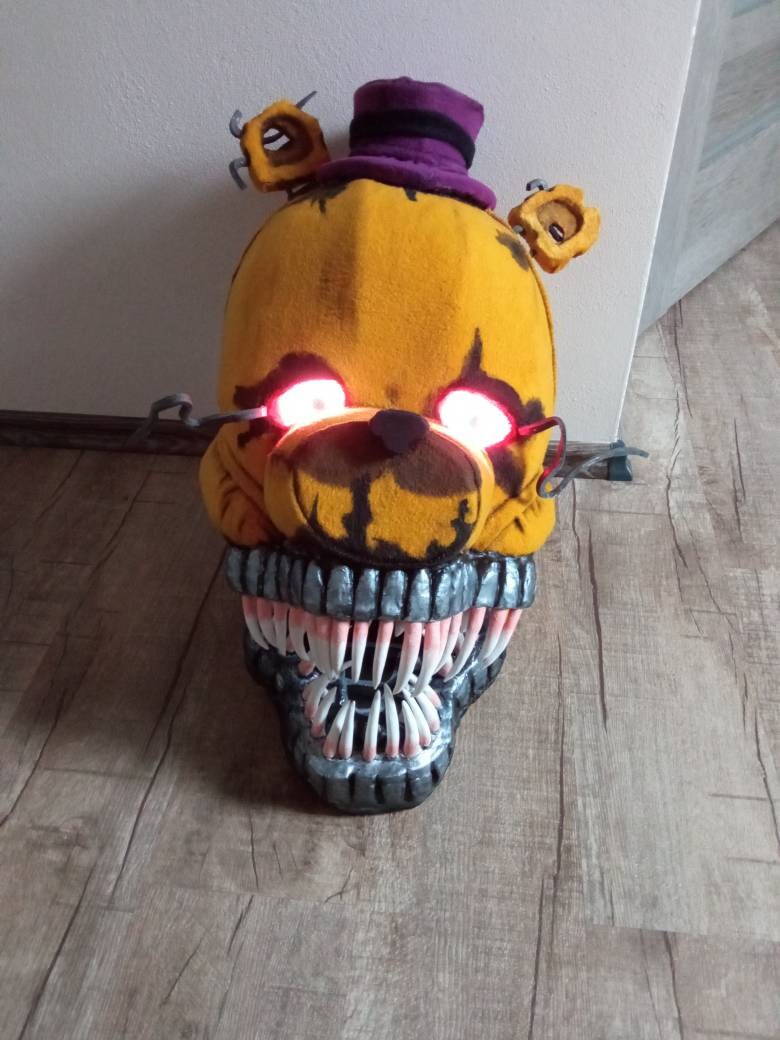 Real Life fnaf Nightmare Fredbear Cosplay Mask!!! 