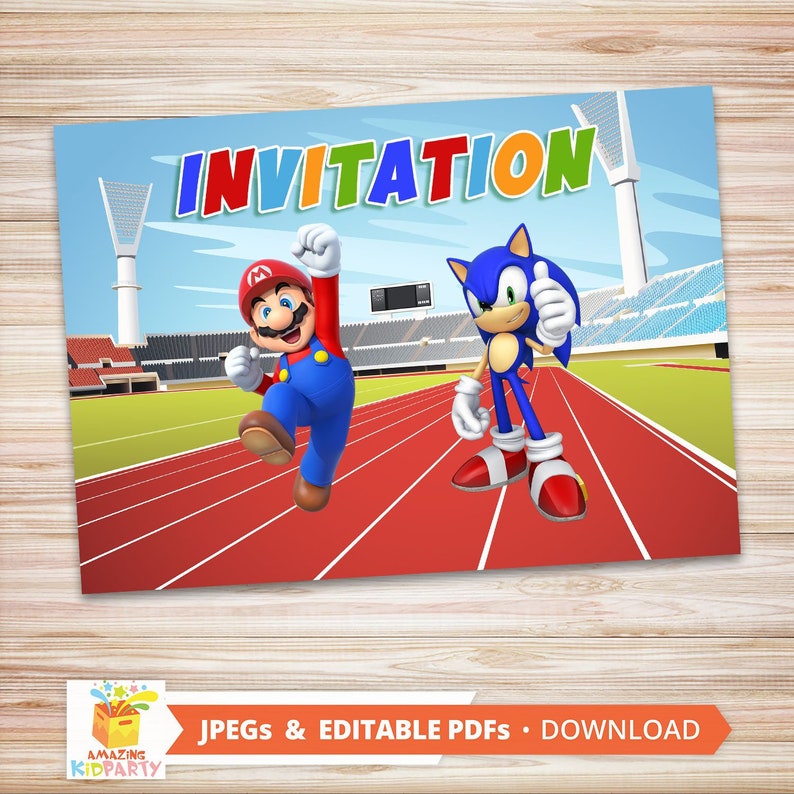 Mario Sonic Invitations DIY EDITABLE PDF Print Shop And Etsy