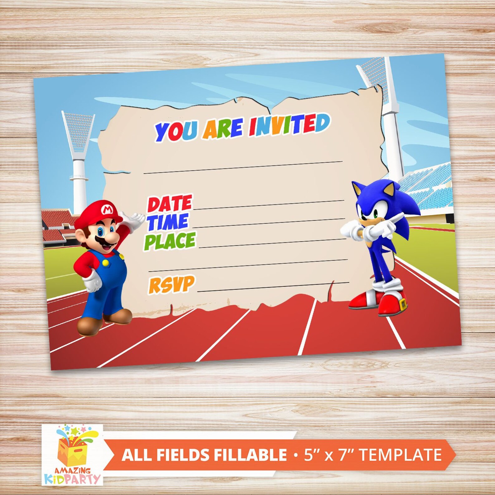 Mario Sonic Invitations DIY EDITABLE PDF Print Shop And Etsy