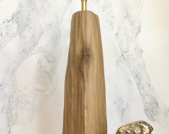 Elegant Beautiful Quality Solid and Heavy Larger Medium Size Unique Hand carved Tulip Wood Table Lamp