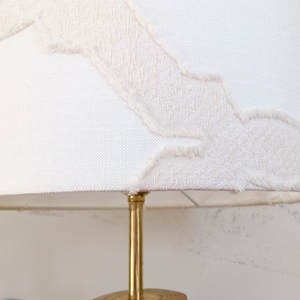 30cm Diameter Cream Colour Geometric Embroidered Fabric Handmade Lampshade