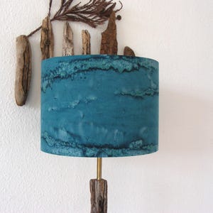 30cm Diameter Teal or Pastel Emerald Green Cotton Batik Tie Dye Handmade Lampshade