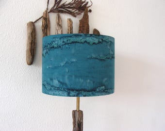 30cm Diameter Teal or Pastel Emerald Green Cotton Batik Tie Dye Handmade Lampshade