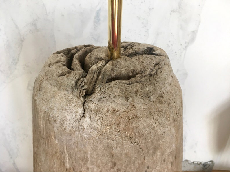 One of a Kind Large 74cm and Heavy Rustic Tasteful Handmade Out of Rare Piece of Driftwood size wise Table Lamp Base image 5