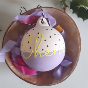 Hand painted personalised bright neon Christmas bauble image 3