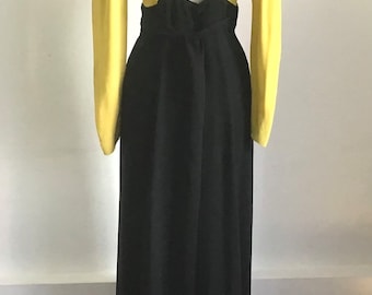 Impresionante Ossie Clark Crêpe Maxi Vestido Vintage 70s