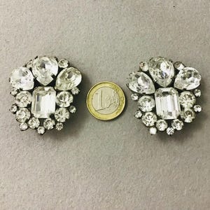 Rhinestone ear clips 60s