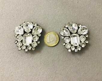 Rhinestone ear clips 60s