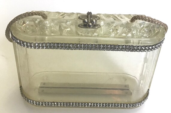Vintage Lucite Bag 60s Rhinestones