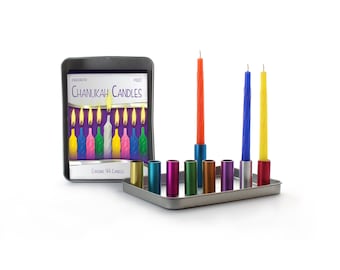 Magnetic Hanukkah Travel Menorah with Colored Candles for Chanukah, Magnetic Chanukah Travel Menorah with Colored Candles for Chanukah,
