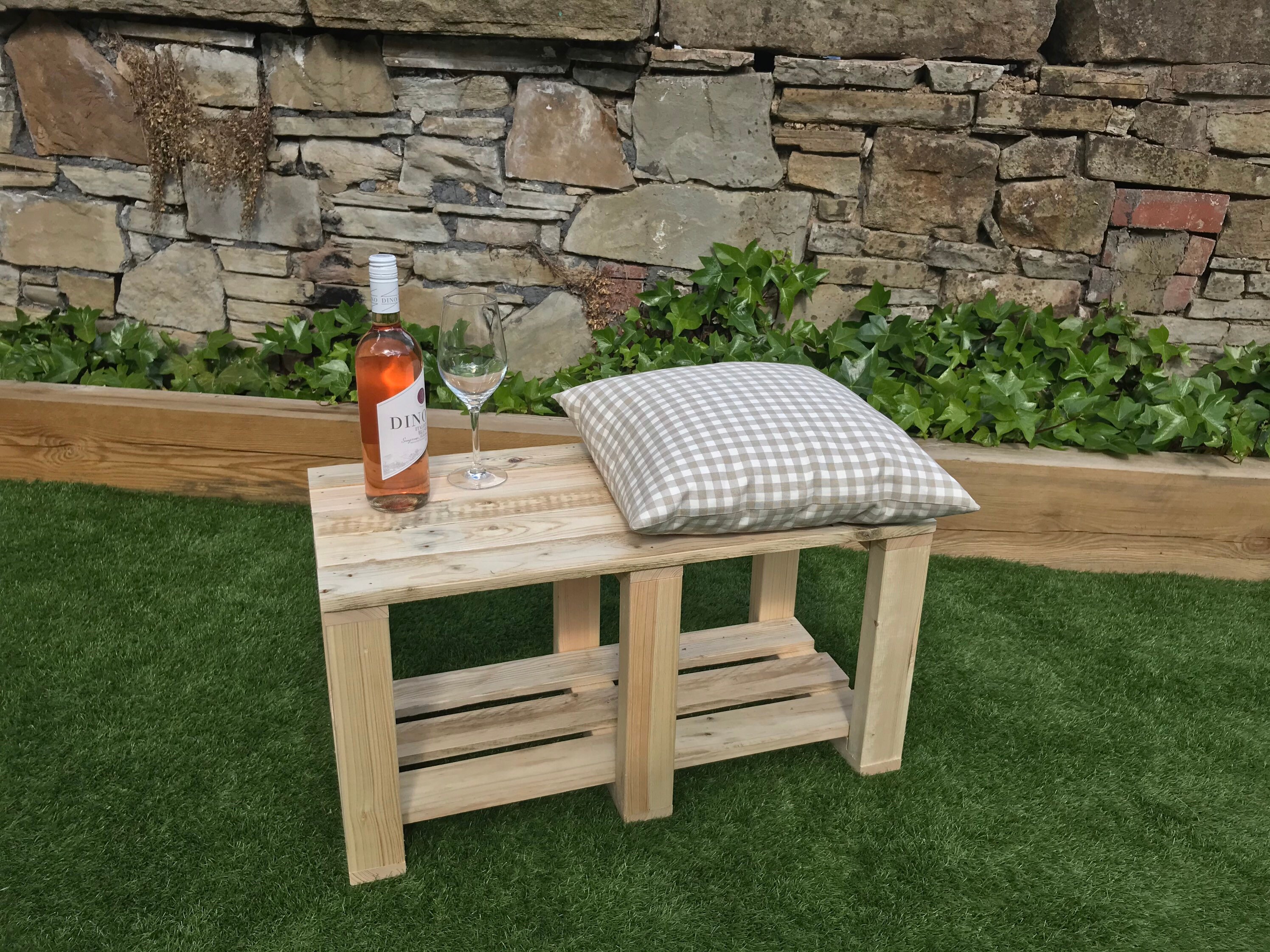 Garden bench side table outdoor table. Reclaimed pallet wood Etsy