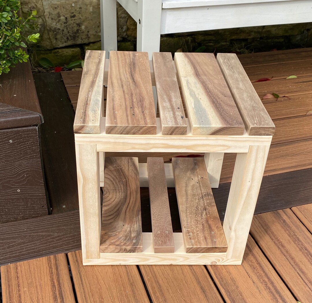 Outdoor Garden Side Table Stool. Wide and Narrow Slat Design. Etsy UK