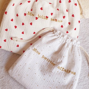 Sac pochon sac a doudou petit sac personnalisé pour bébé enfant ou adulte image 1