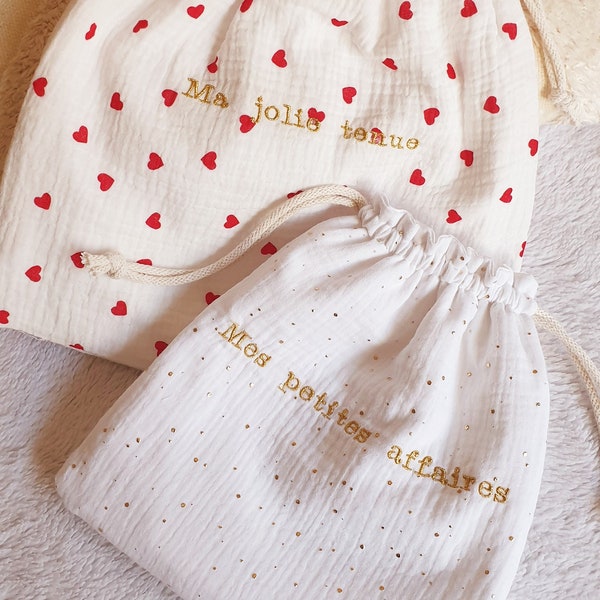 Sac pochon sac a doudou petit sac personnalisé pour bébé enfant ou adulte