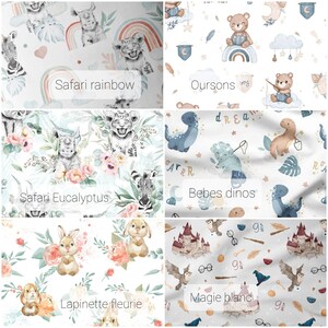 Children's rabbit backpack, baby nursery or nursery, to personalize printed cotton and cotton gauze image 6