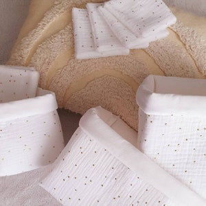 Cotton diaper wipe storage baskets or for the baby room or bathroom in double gauze individually or in batches image 1