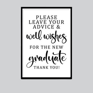 Bitte hinterlassen Sie Ihren Rat und gute Wünsche für den neuen graduierten, Abschlussgeschenk, Abschlussdekor, druckbare Vorlage für den Abschluss, Abschlussschild