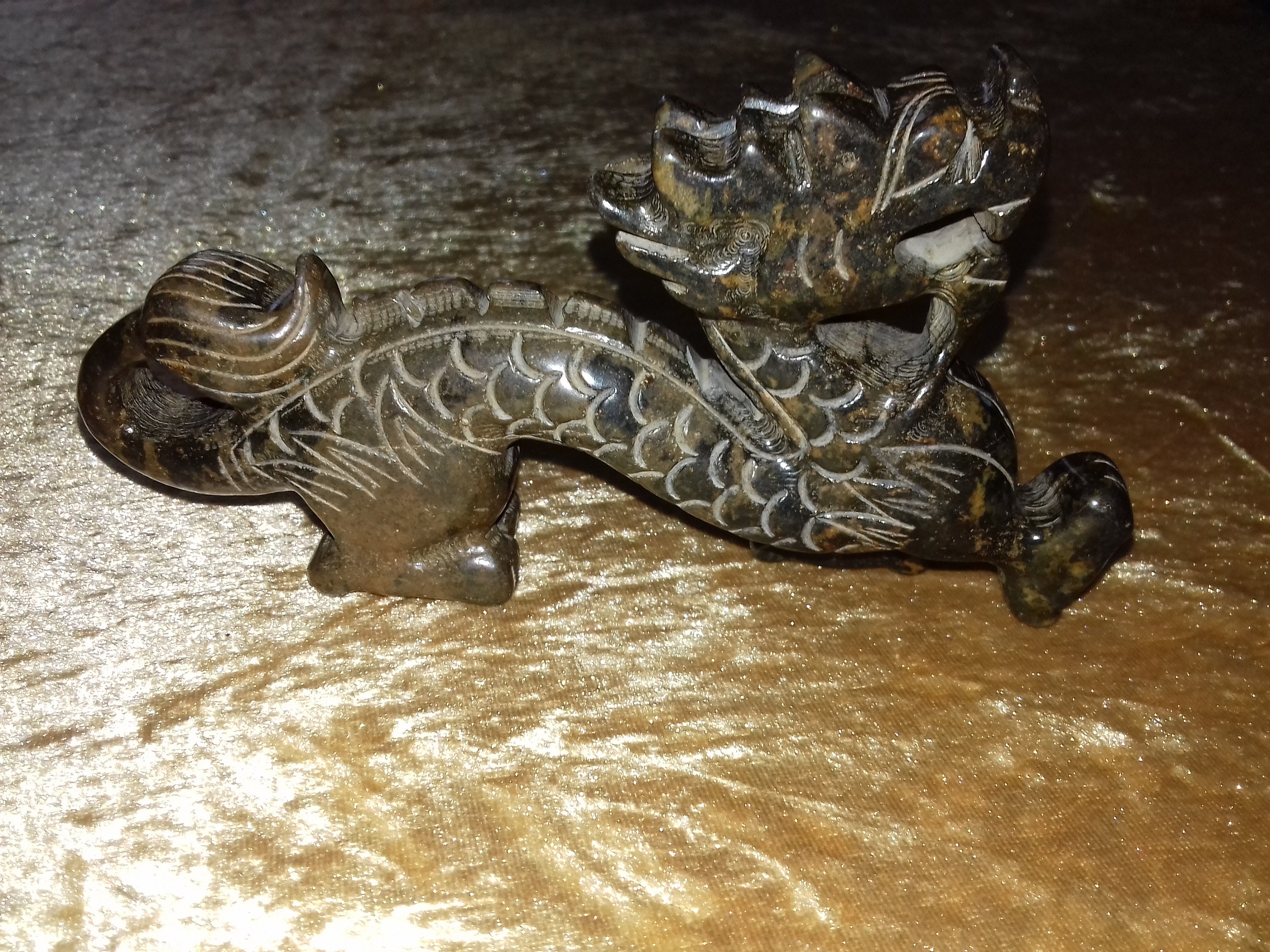 Oriental carved jade dragon statue Etsy