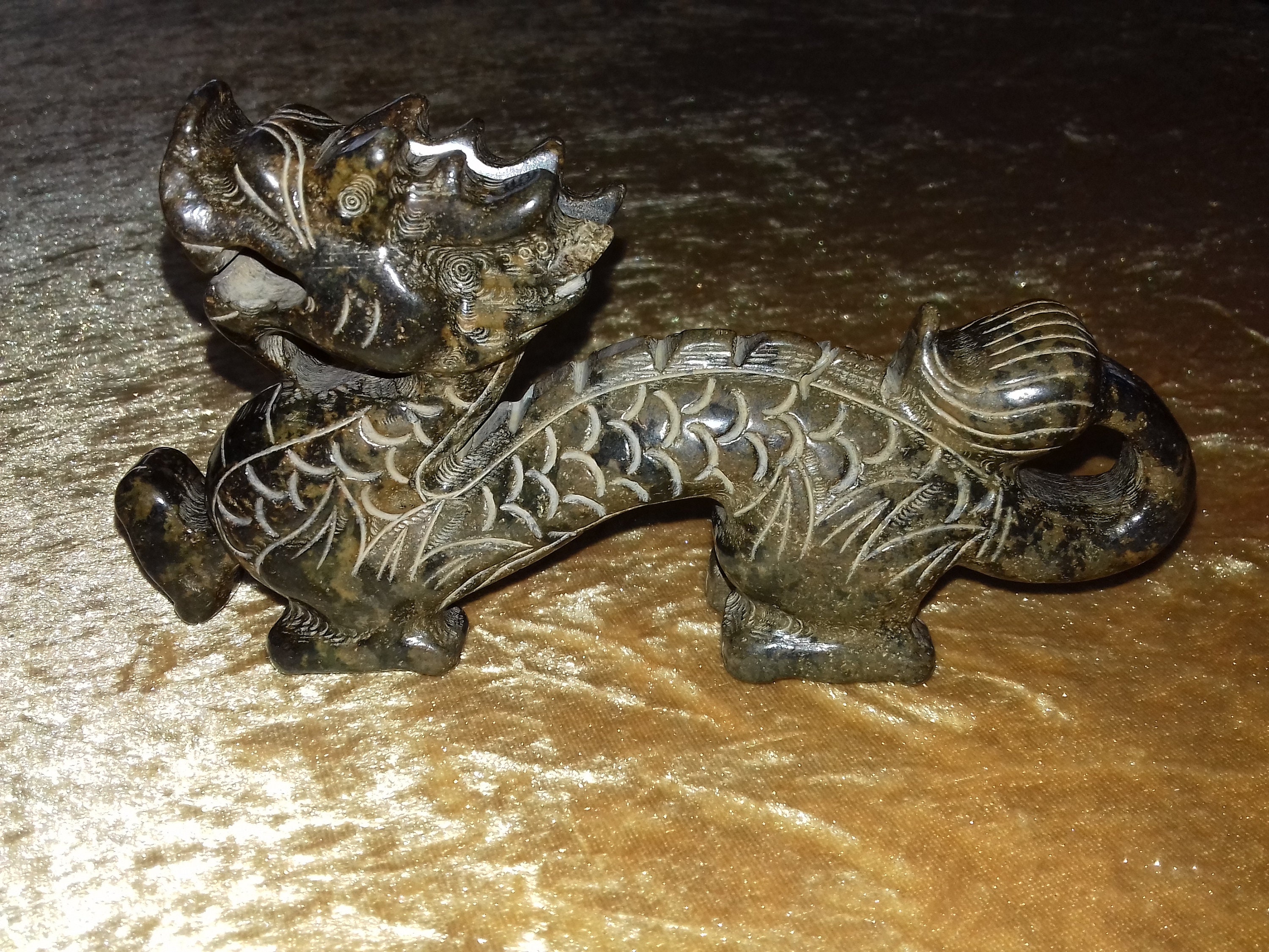 Oriental carved jade dragon statue Etsy