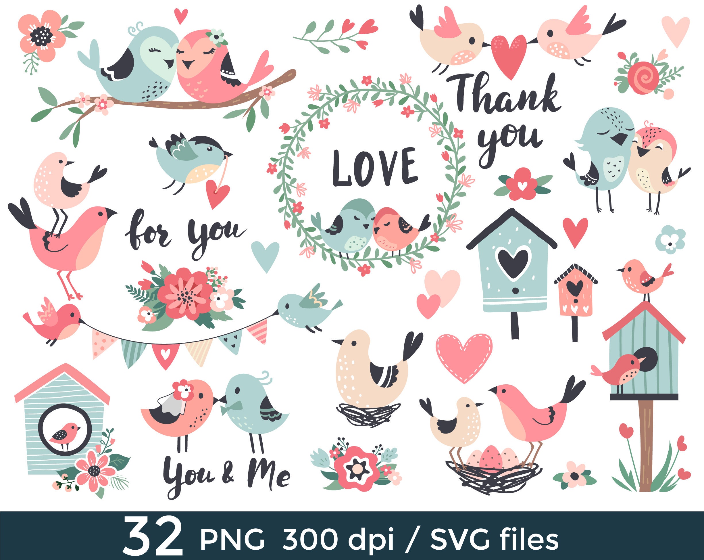 Download Wedding Birds Clipart commercial use/ Love birds PNG SVG ...