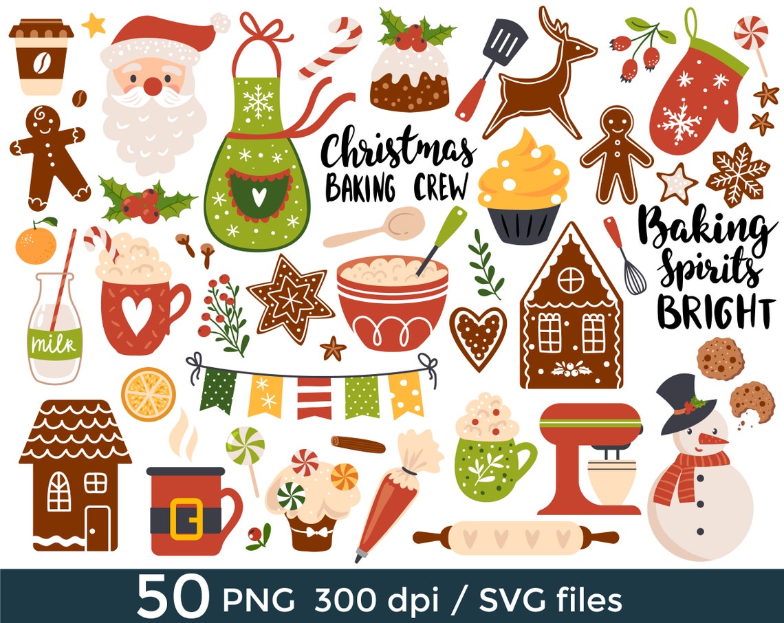 Christmas Baking Clipart Commercial Use Christmas Cooking  Etsy