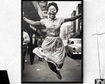 Beautiful Black Woman Happy Smiling 1960 Harlem New York Photography Photo Black And White Museum-quality Print