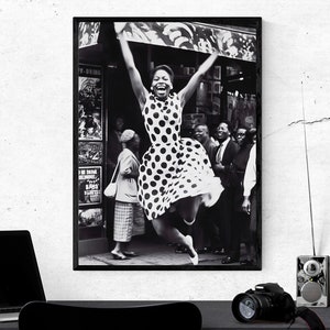 Beautiful Black Woman Smiling Harlem New York 1960 Photography Afro Art Photo Black And White Museum-quality Print