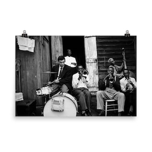 Stanley Kubrick e sua banda tocando jazz - Fotografia em preto e branco de qualidade museológica. Impressão vintage.