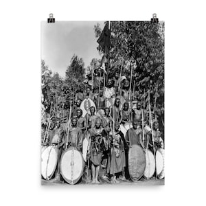 Vintage Photography African Zulu Warrior 1900 Early Century Africa Black And White Museum-quality Print