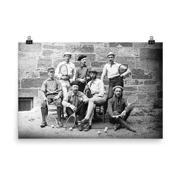 Vintage Photography Tennis Club Men Team 1920 Black And White Photo Museum-quality Print