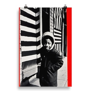 Young Black Kid Harlem 1960s Art  Photo Black And White Museum-quality Print
