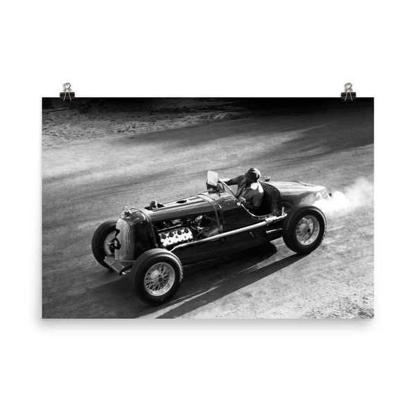 Vintage Photography Car Racing Black And White Photo Museum-quality Print