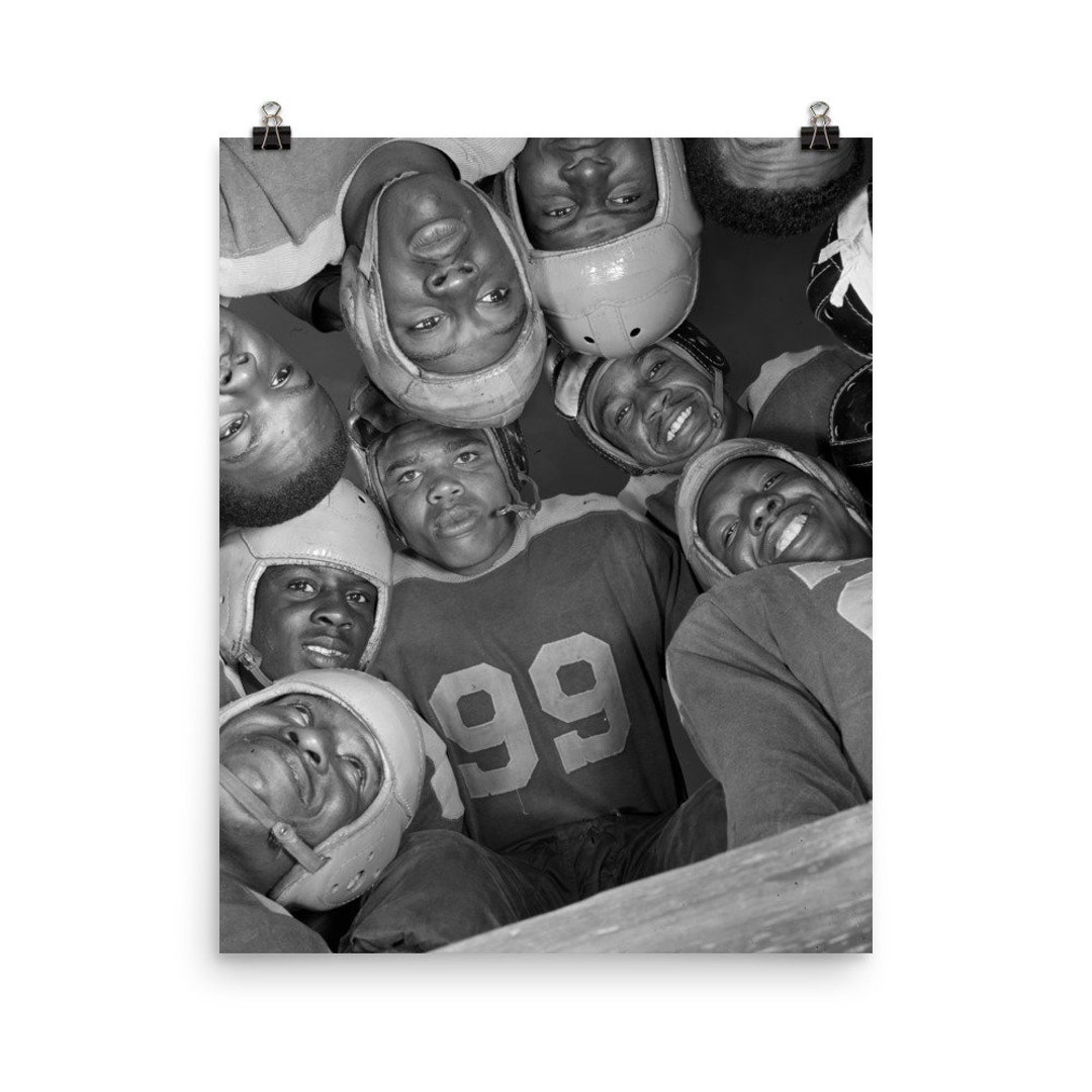African American Football Team University 1940s Vintage Black and White