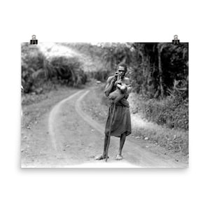 African Masai 1900 Black And White Vintage Photography  Museum-quality Print