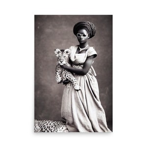 African Queen Beautiful African Queen Woman 1950s Africa Photo Black And White Museum-quality Print