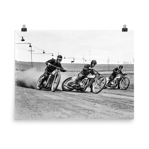 Vintage Photography Motorbike Racing Black And White Photo Museum-quality Print
