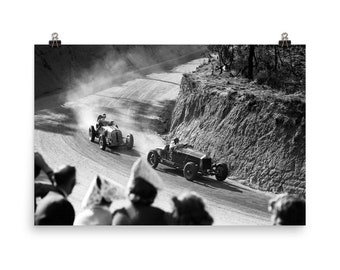 Vintage Photography Car Racing 1940s Black And White Photo Museum-quality Print