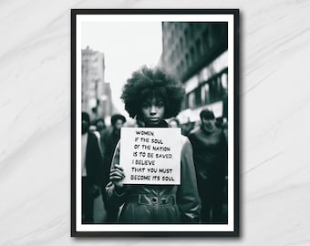 Beautiful Black Woman Civil Rights Protest Photography Vogue Photo Black And White Museum-quality Print