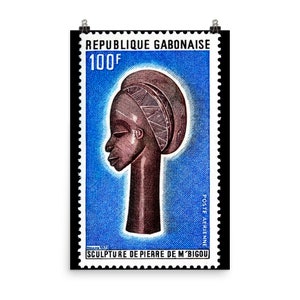Afro Art Vintage Stamp Gabun Illustration Afrika 20th Poster Museumsqualität Poster