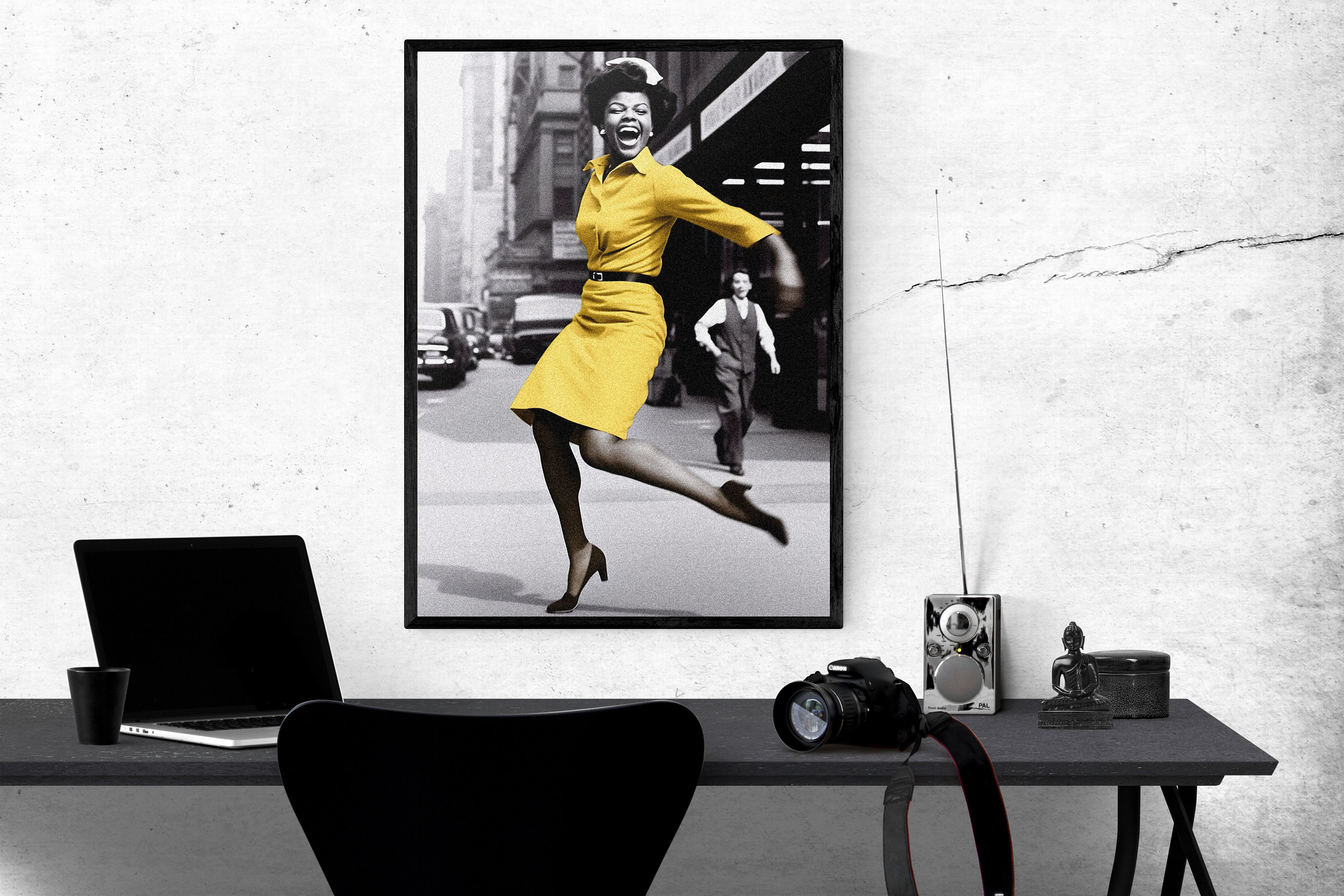 Beautiful Black Woman Dancing New York 1960s Snow Photo Black And White Museum-quality Print Active