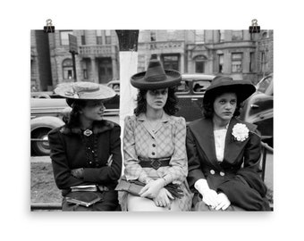 Fotografia d'epoca Donne Chiesa Chicago, Illinois 1940 Foto in bianco e nero Stampa di qualità museale