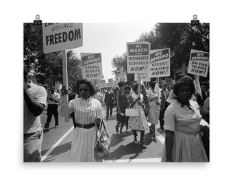 Vintage Photography Civil rights march on Washington, D.C. 1963 Black And White Museum-quality Print