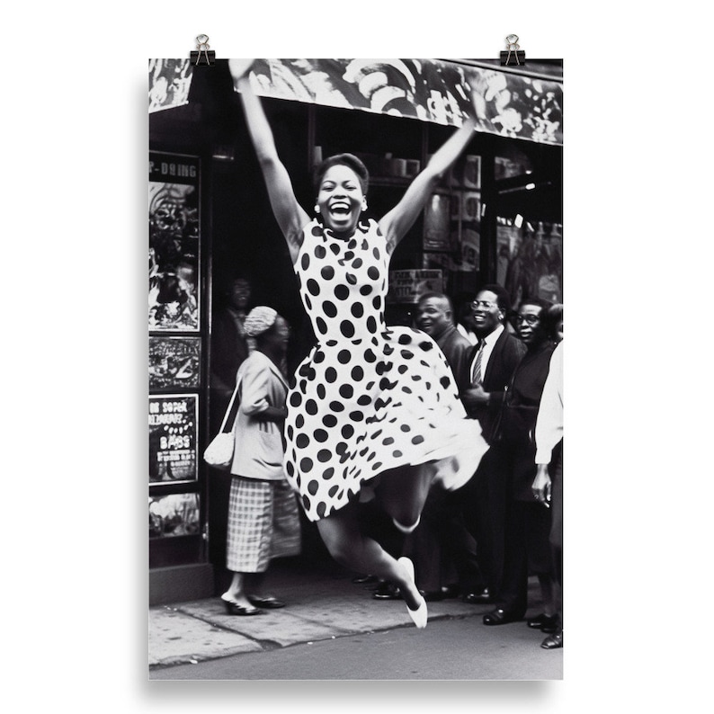 Beautiful Black Woman Smiling Harlem New York 1960 Photography Afro Art Photo Black And White Museum-quality Print