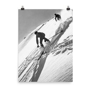 Vintage Photography Ski Off Piste, Black And White, Wall Art, Mountain Museum-quality Print